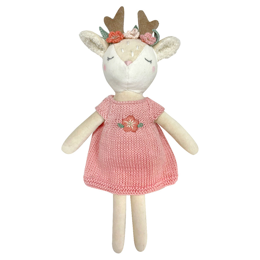 Woodland Deer with hand knitted dress Velvet toy