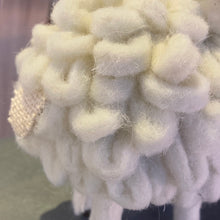 Load image into Gallery viewer, Wool Sheep with Rafia Bow standing decoration
