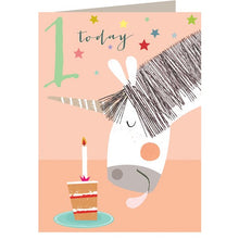 Load image into Gallery viewer, Unicorn No 1 birthday card