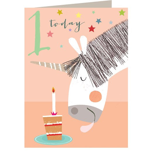 Unicorn No 1 birthday card