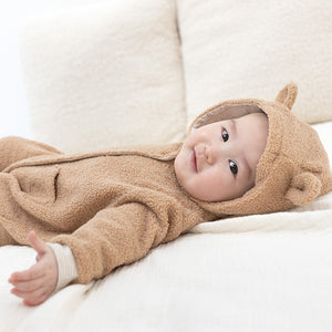 Lullaby Bear Boucle Fur Hooded Onesie