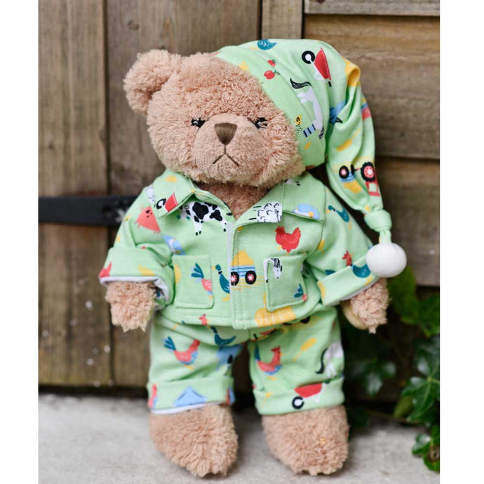 Teddy bear with farmyard Pjamas