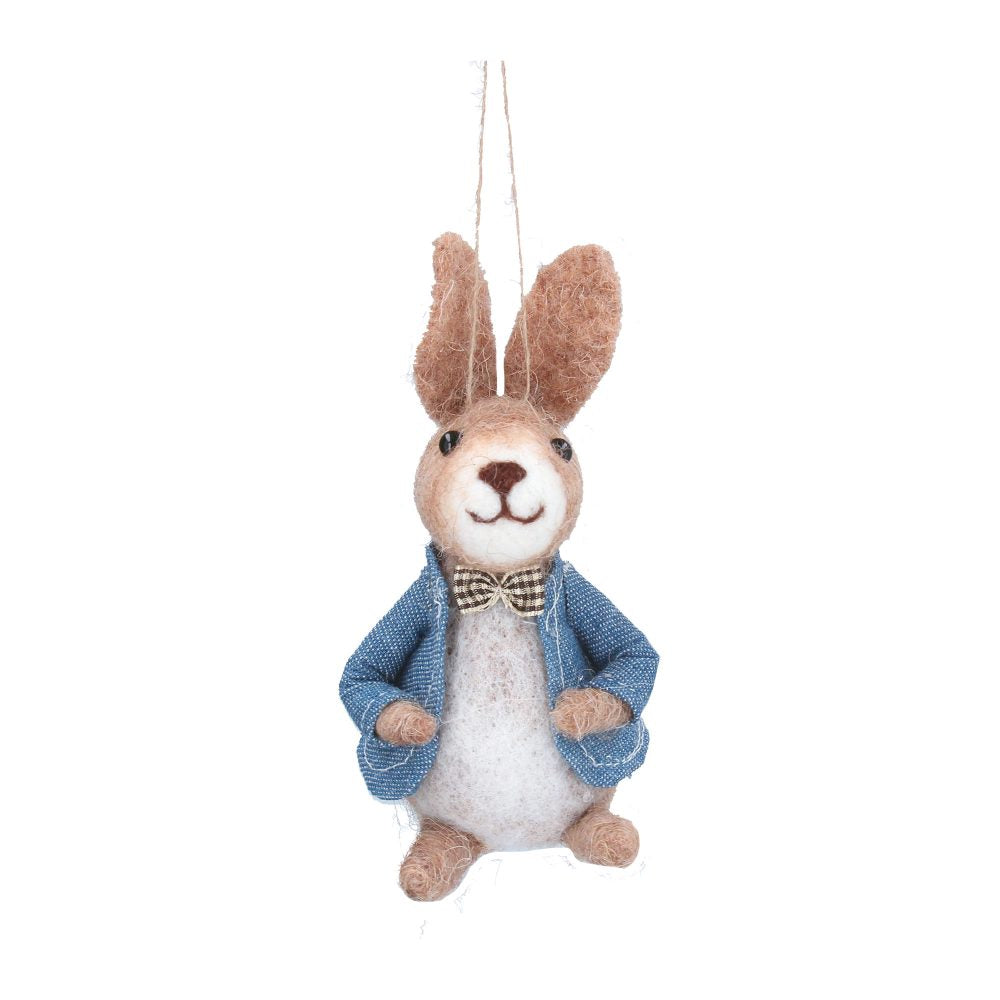 Wool Bunny in a blue jacket