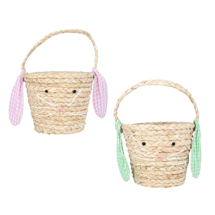 Straw basket with Bunny ears 2 assorted