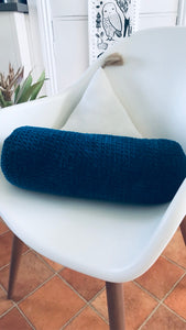Crochet Bolster cushion Petrol Blue