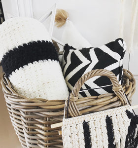 Crochet Bolster cushion Black and White