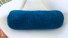 Load image into Gallery viewer, Crochet Bolster cushion Petrol Blue