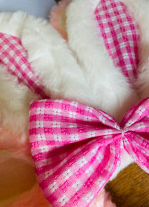 White and Pink Gingham bunny ears