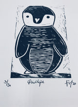 Load image into Gallery viewer, Phillipe Penguin lino print