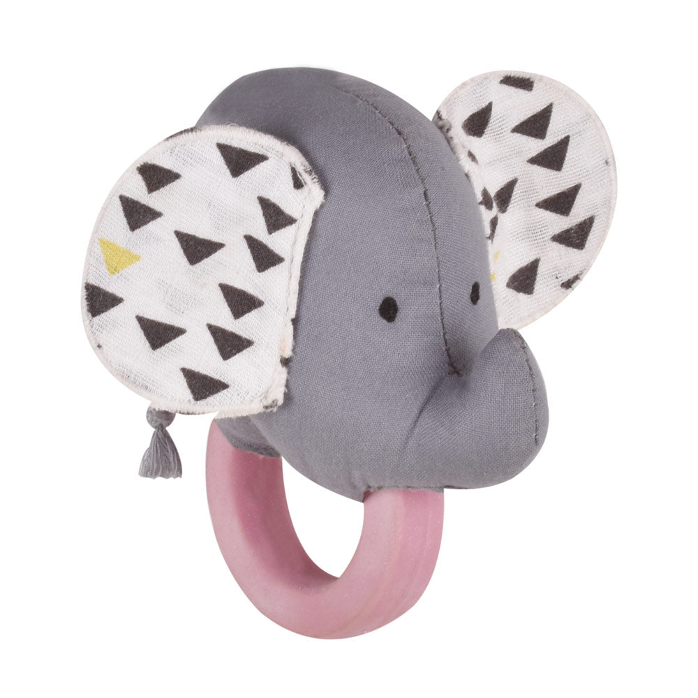 Elephant rattle with Natural rubber ring