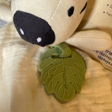 Load image into Gallery viewer, Zebra comforter with leaf teether