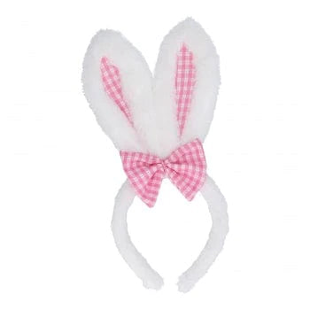 White and Pink Gingham bunny ears