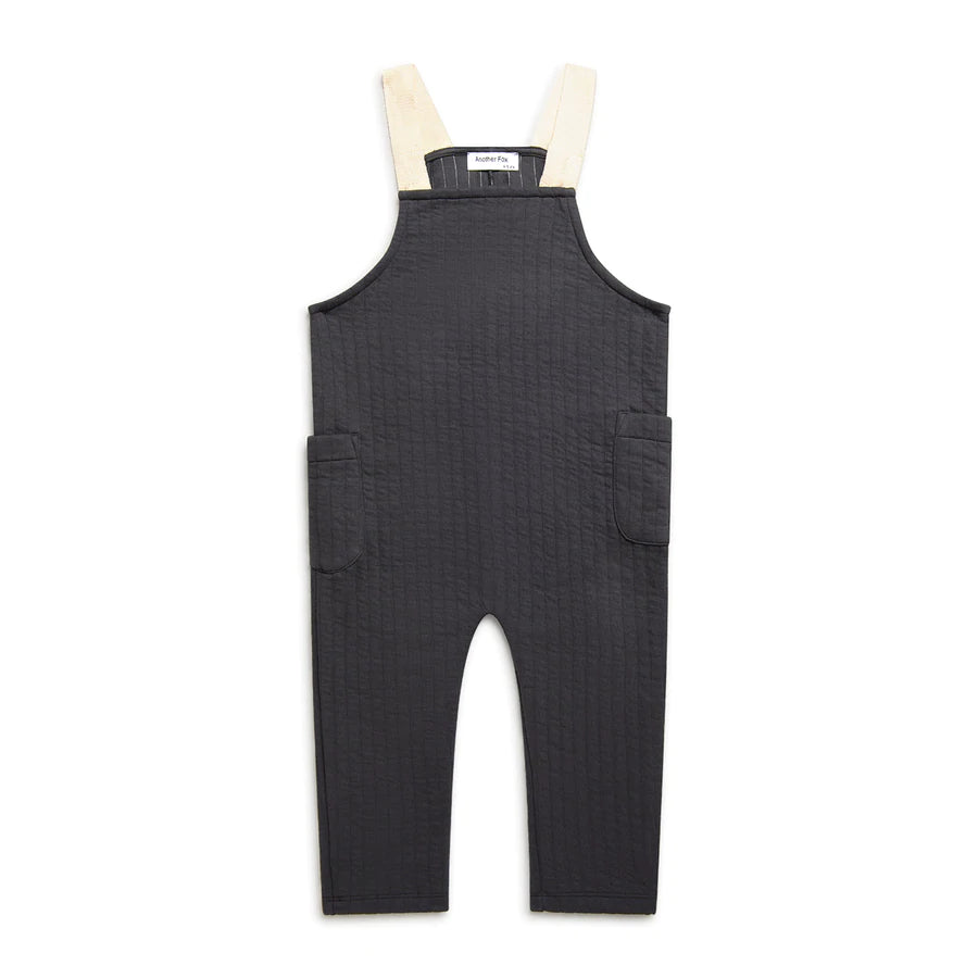 Washed black quilted dungarees