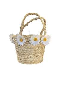 Straw basket with Daisy trim