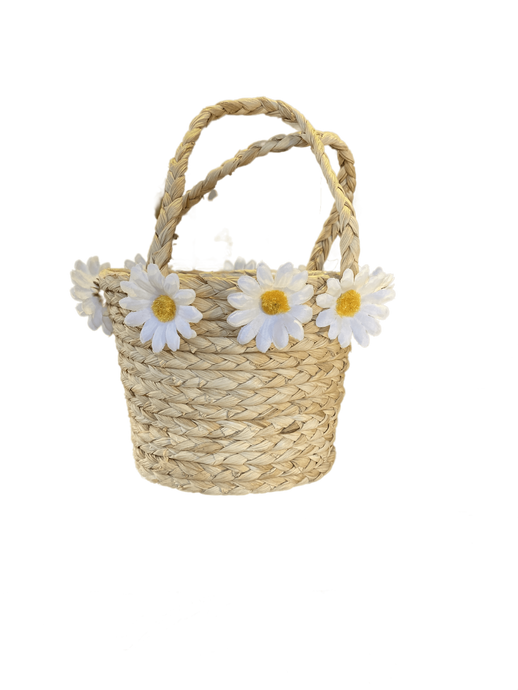 Straw basket with Daisy trim