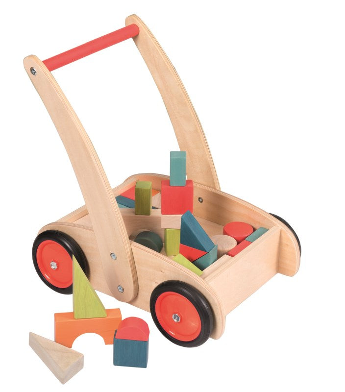 Wooden push along with blocks
