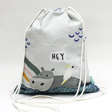 Load image into Gallery viewer, Drawstring bag Hippo