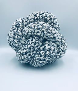 Crochet Knot cushion Grey and white