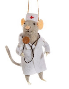 Felt mouse doctor decoration